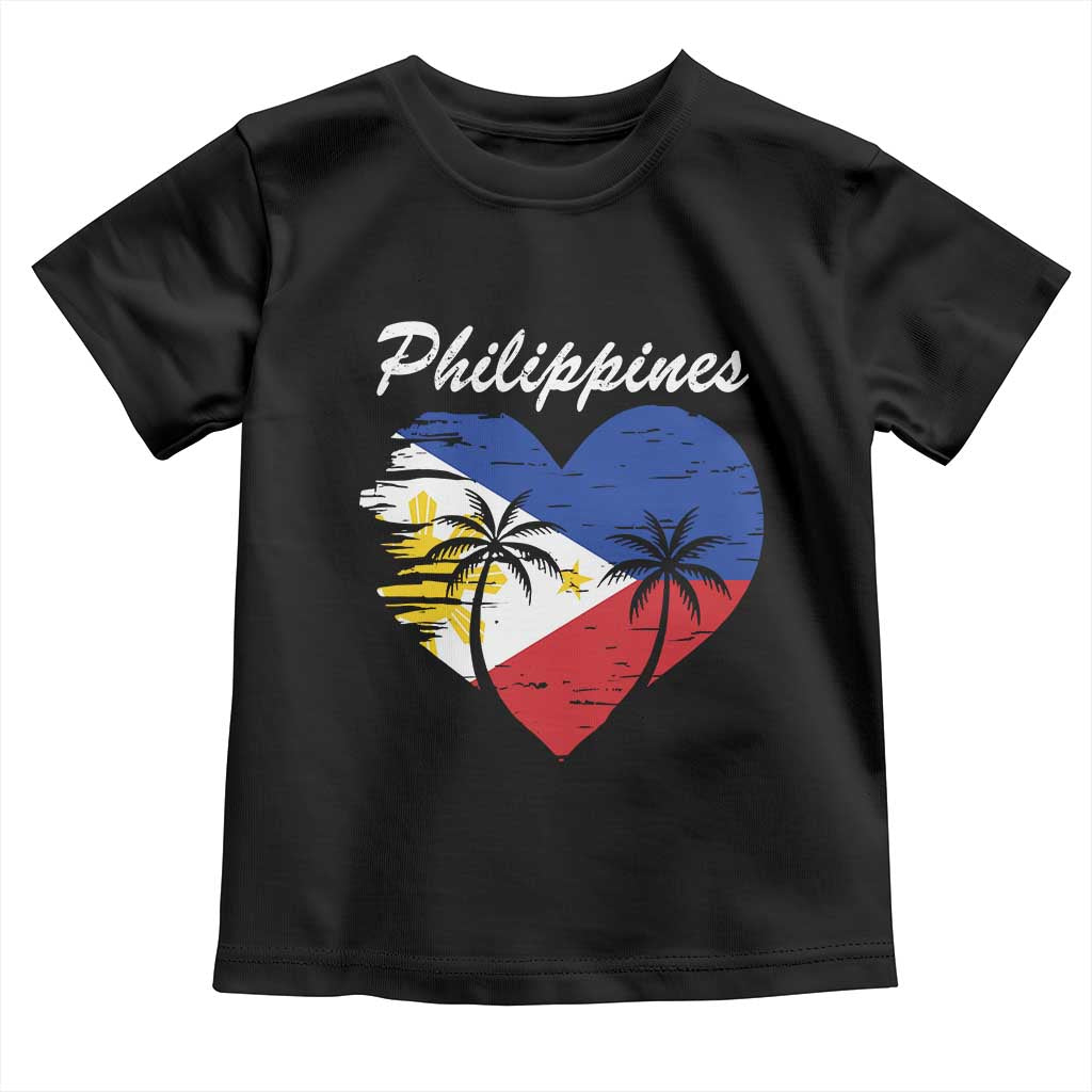 Filipino Pride Toddler T Shirt Pinoy Vintage Philippines Flag Heart TS11 Black Print Your Wear
