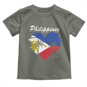 Filipino Pride Toddler T Shirt Pinoy Vintage Philippines Flag Heart TS11 Military Green Print Your Wear
