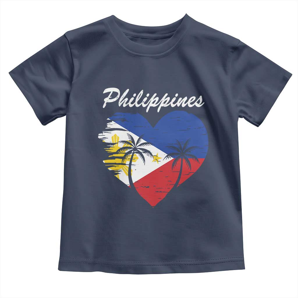 Filipino Pride Toddler T Shirt Pinoy Vintage Philippines Flag Heart TS11 Navy Print Your Wear