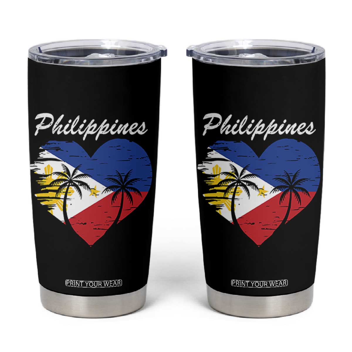 Filipino Pride Tumbler Cup Pinoy Vintage Philippines Flag Heart TS11 Black Print Your Wear