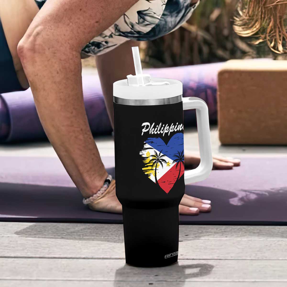 Filipino Pride Tumbler With Handle Pinoy Vintage Philippines Flag Heart TS11 Print Your Wear