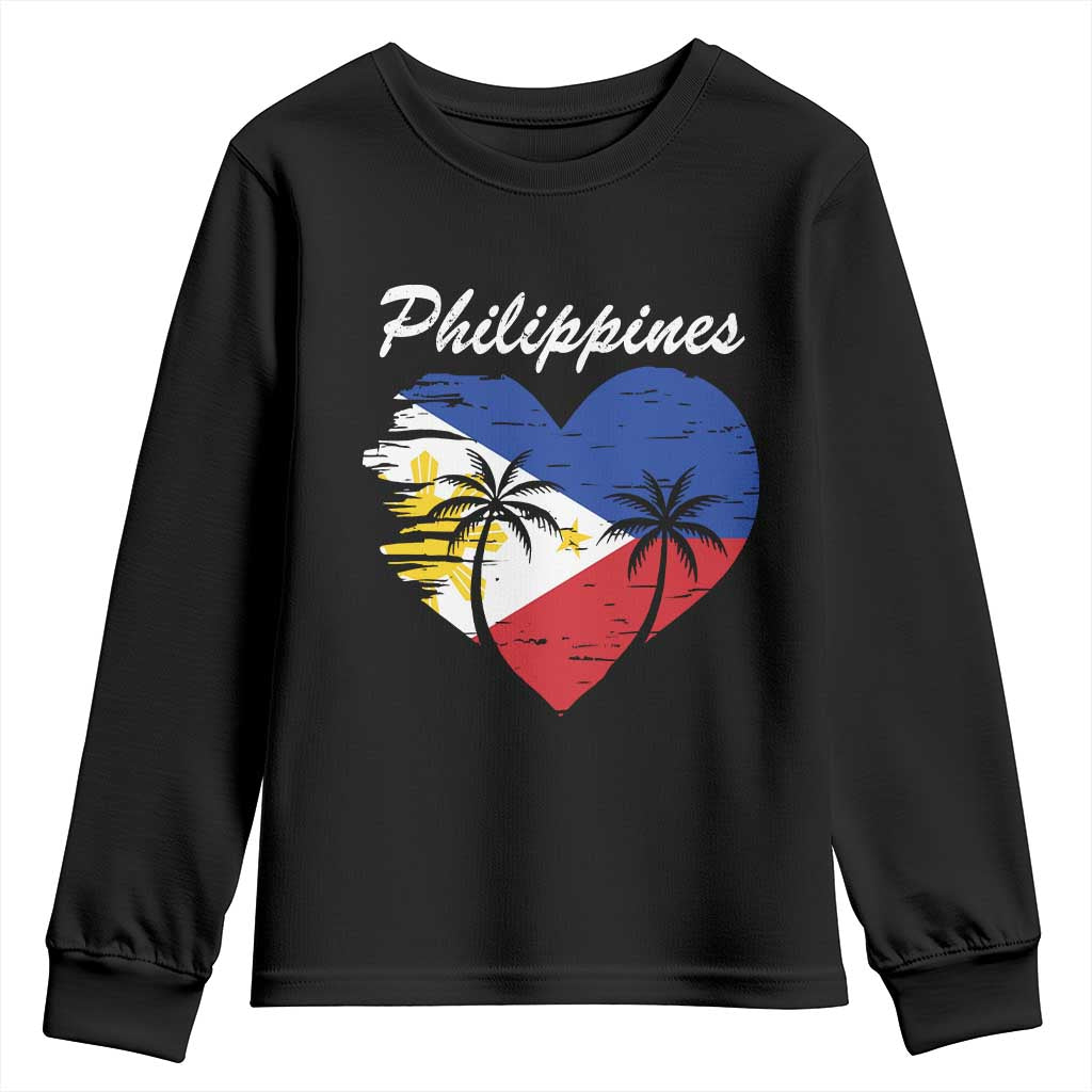 Filipino Pride Youth Sweatshirt Pinoy Vintage Philippines Flag Heart TS11 Black Print Your Wear