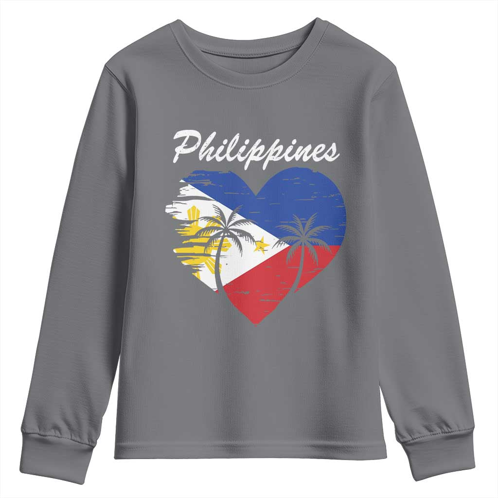 Filipino Pride Youth Sweatshirt Pinoy Vintage Philippines Flag Heart TS11 Charcoal Print Your Wear