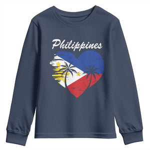 Filipino Pride Youth Sweatshirt Pinoy Vintage Philippines Flag Heart TS11 Navy Print Your Wear