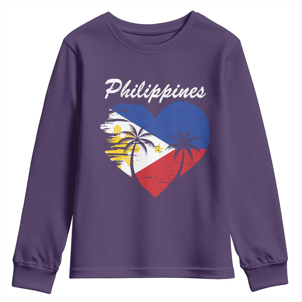 Filipino Pride Youth Sweatshirt Pinoy Vintage Philippines Flag Heart TS11 Purple Print Your Wear