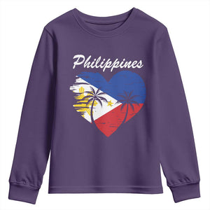 Filipino Pride Youth Sweatshirt Pinoy Vintage Philippines Flag Heart TS11 Purple Print Your Wear