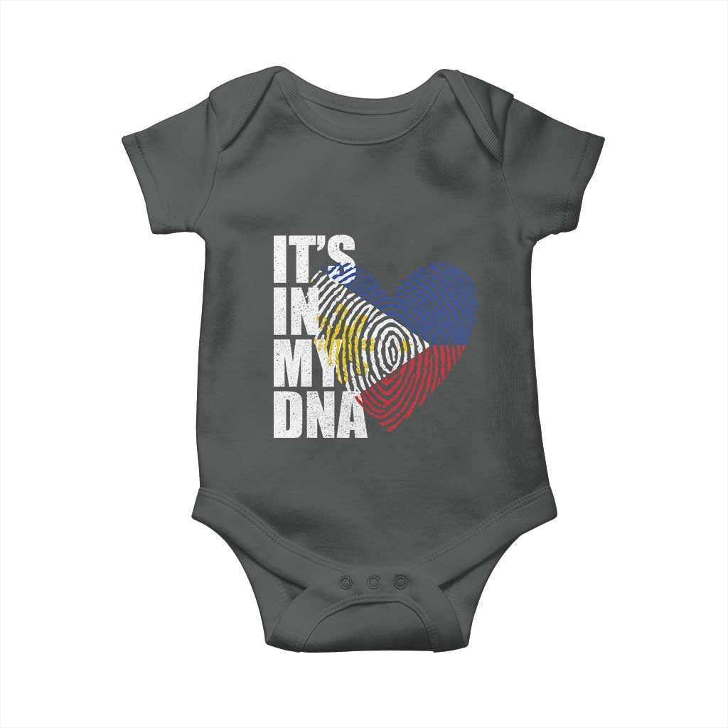Filipino Pride Baby Onesie Its In My DNA Patriotic Philippines Flag TS11 Dark Heather Print Your Wear