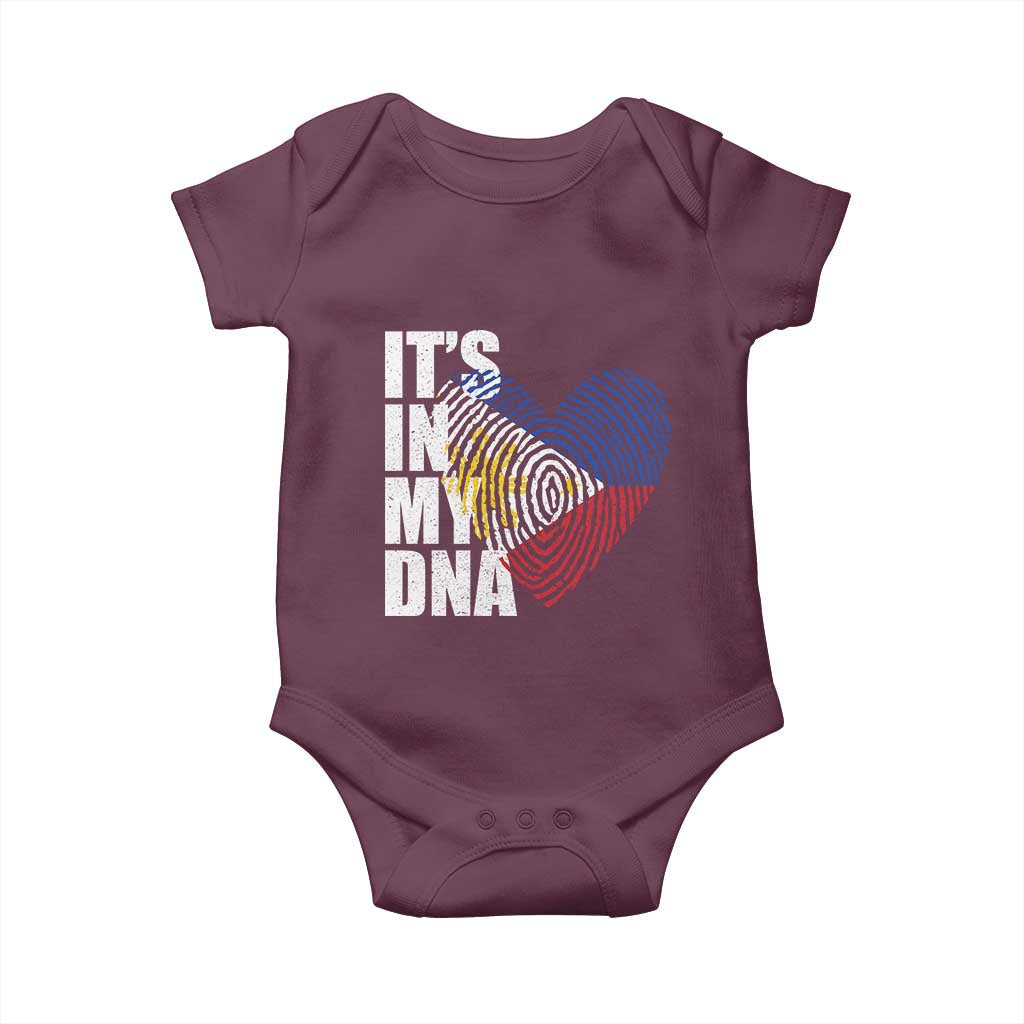 Filipino Pride Baby Onesie Its In My DNA Patriotic Philippines Flag TS11 Maroon Print Your Wear