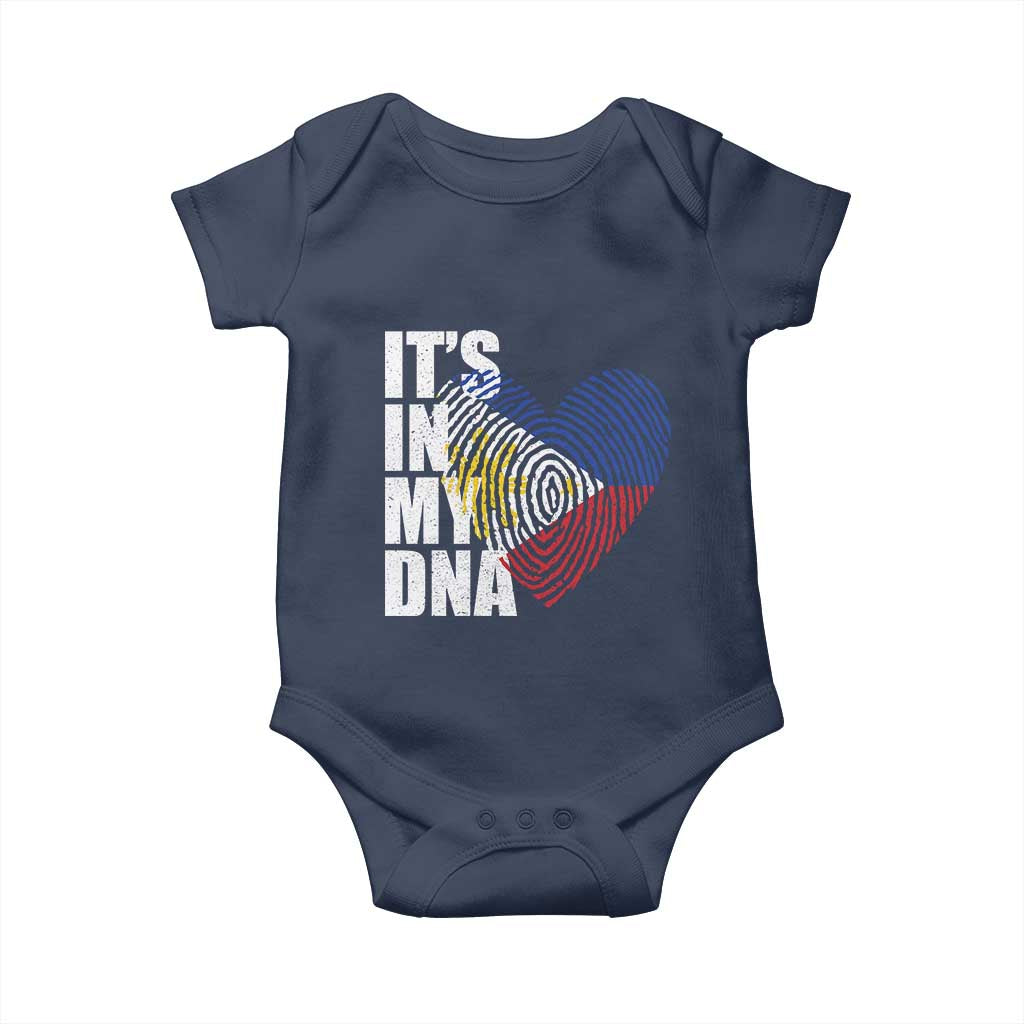 Filipino Pride Baby Onesie Its In My DNA Patriotic Philippines Flag TS11 Navy Print Your Wear