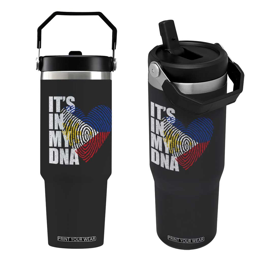 Filipino Pride Flip Straw Tumbler Its In My DNA Patriotic Philippines Flag TS11 One Size: 30 oz Black Print Your Wear