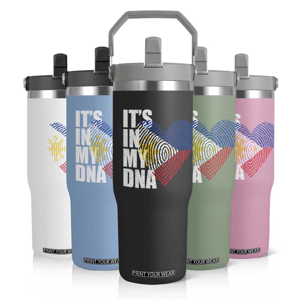 Filipino Pride Flip Straw Tumbler Its In My DNA Patriotic Philippines Flag TS11 Print Your Wear