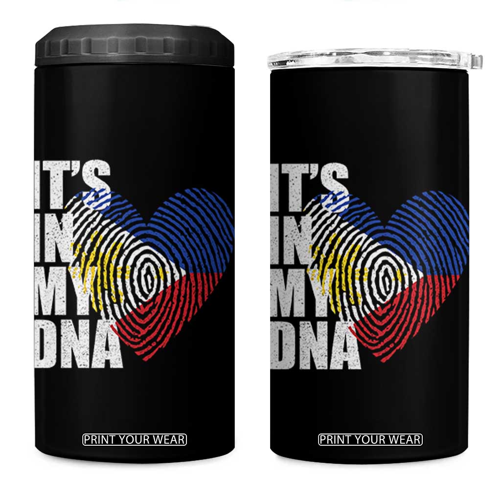 Filipino Pride 4 in 1 Can Cooler Tumbler Its In My DNA Patriotic Philippines Flag TS11 One Size: 16 oz Black Print Your Wear