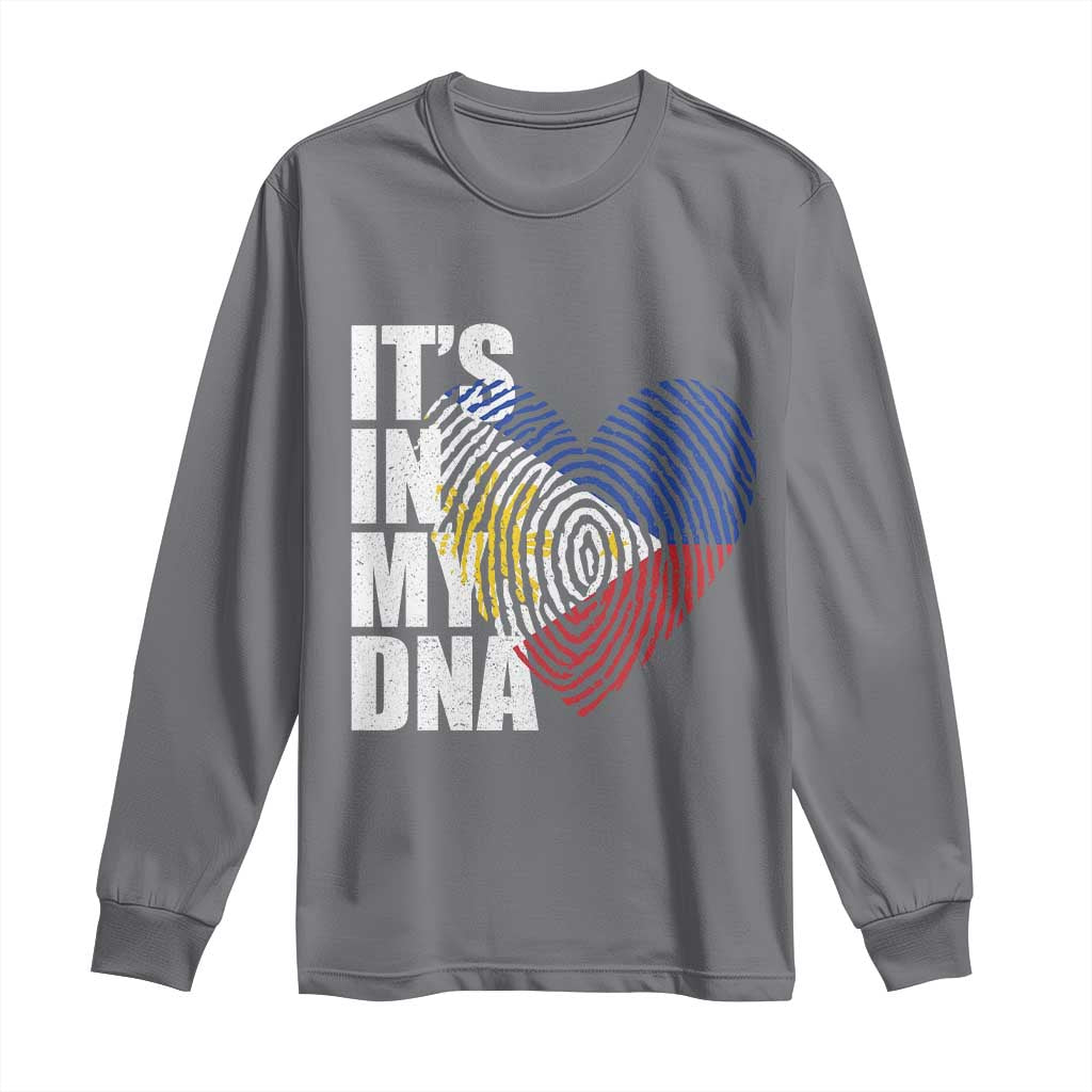 Filipino Pride Long Sleeve Shirt Its In My DNA Patriotic Philippines Flag TS11 Charcoal Print Your Wear