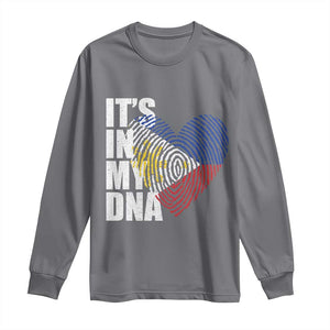 Filipino Pride Long Sleeve Shirt Its In My DNA Patriotic Philippines Flag TS11 Charcoal Print Your Wear