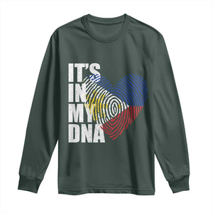 Filipino Pride Long Sleeve Shirt Its In My DNA Patriotic Philippines Flag TS11 Dark Forest Green Print Your Wear