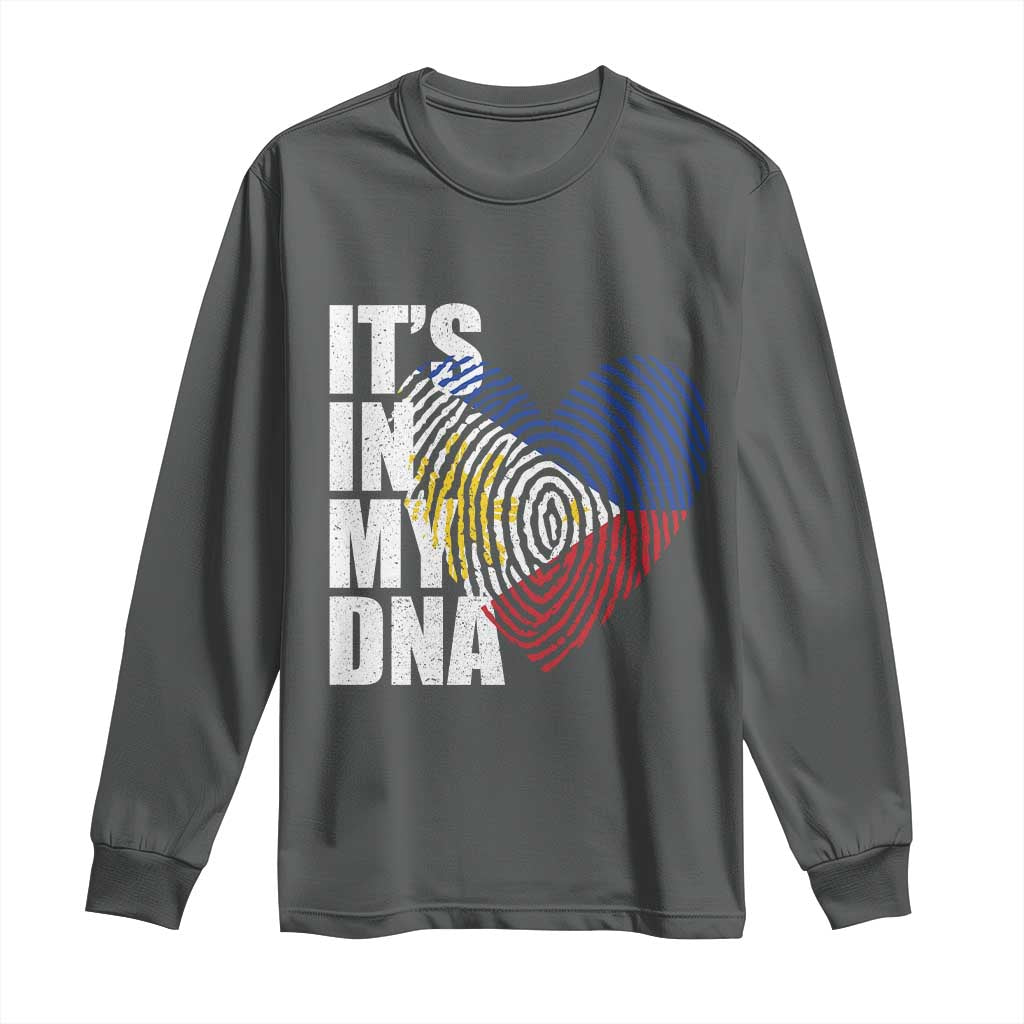 Filipino Pride Long Sleeve Shirt Its In My DNA Patriotic Philippines Flag TS11 Dark Heather Print Your Wear