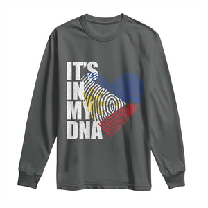 Filipino Pride Long Sleeve Shirt Its In My DNA Patriotic Philippines Flag TS11 Dark Heather Print Your Wear