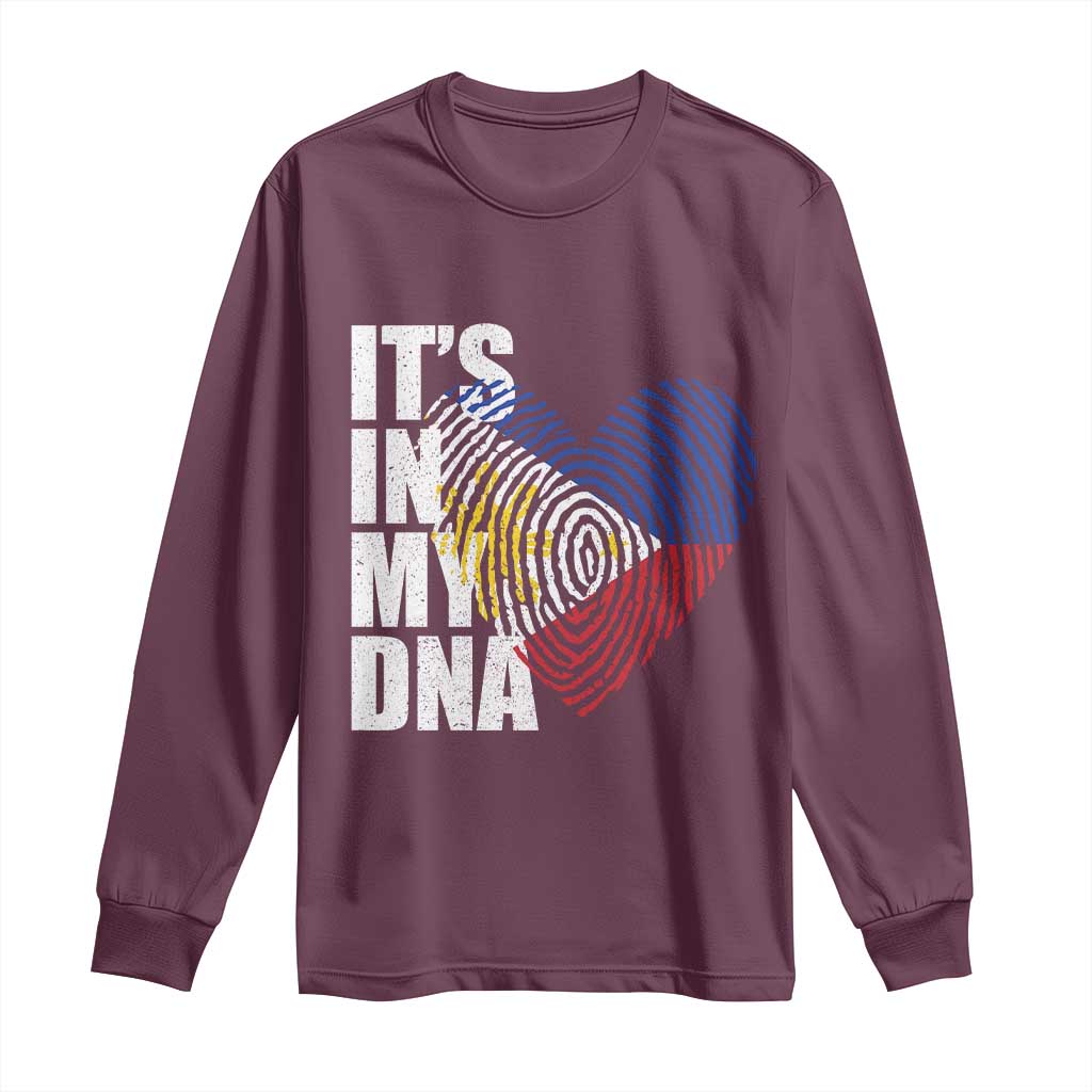 Filipino Pride Long Sleeve Shirt Its In My DNA Patriotic Philippines Flag TS11 Maroon Print Your Wear