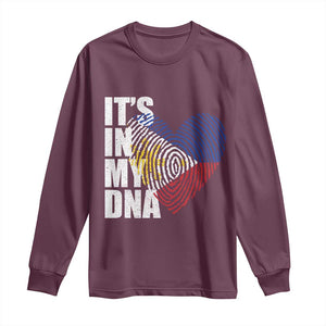 Filipino Pride Long Sleeve Shirt Its In My DNA Patriotic Philippines Flag TS11 Maroon Print Your Wear