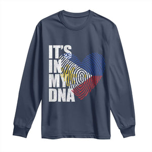 Filipino Pride Long Sleeve Shirt Its In My DNA Patriotic Philippines Flag TS11 Navy Print Your Wear