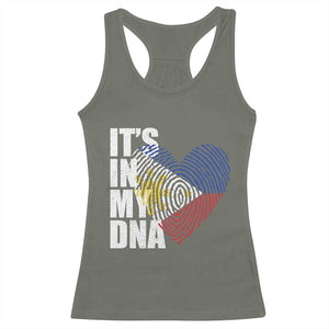 Filipino Pride Racerback Tank Top Its In My DNA Patriotic Philippines Flag TS11 Military Green Print Your Wear