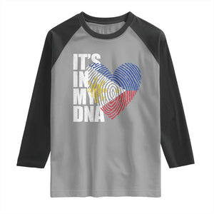 Filipino Pride Raglan Shirt Its In My DNA Patriotic Philippines Flag TS11 Sport Gray Black Print Your Wear