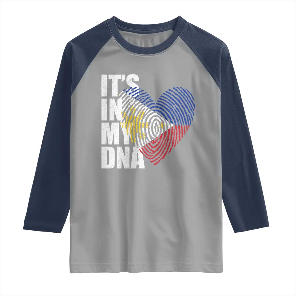 Filipino Pride Raglan Shirt Its In My DNA Patriotic Philippines Flag TS11 Sport Gray Navy Print Your Wear