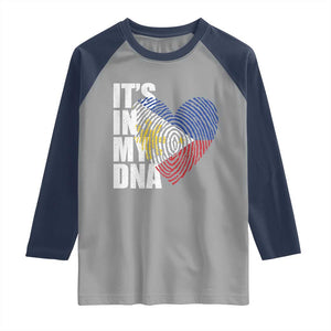 Filipino Pride Raglan Shirt Its In My DNA Patriotic Philippines Flag TS11 Sport Gray Navy Print Your Wear