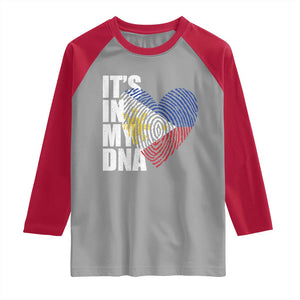 Filipino Pride Raglan Shirt Its In My DNA Patriotic Philippines Flag TS11 Sport Gray Red Print Your Wear