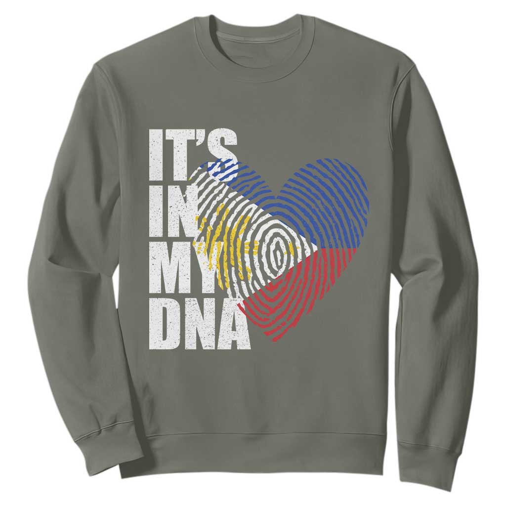 Filipino Pride Sweatshirt Its In My DNA Patriotic Philippines Flag TS11 Military Green Print Your Wear