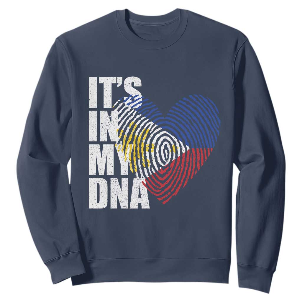 Filipino Pride Sweatshirt Its In My DNA Patriotic Philippines Flag TS11 Navy Print Your Wear