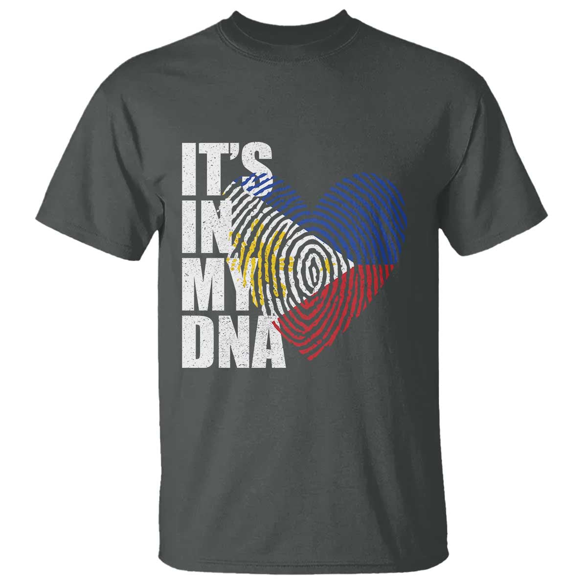Filipino Pride T Shirt Its In My DNA Patriotic Philippines Flag TS11 Dark Heather Print Your Wear