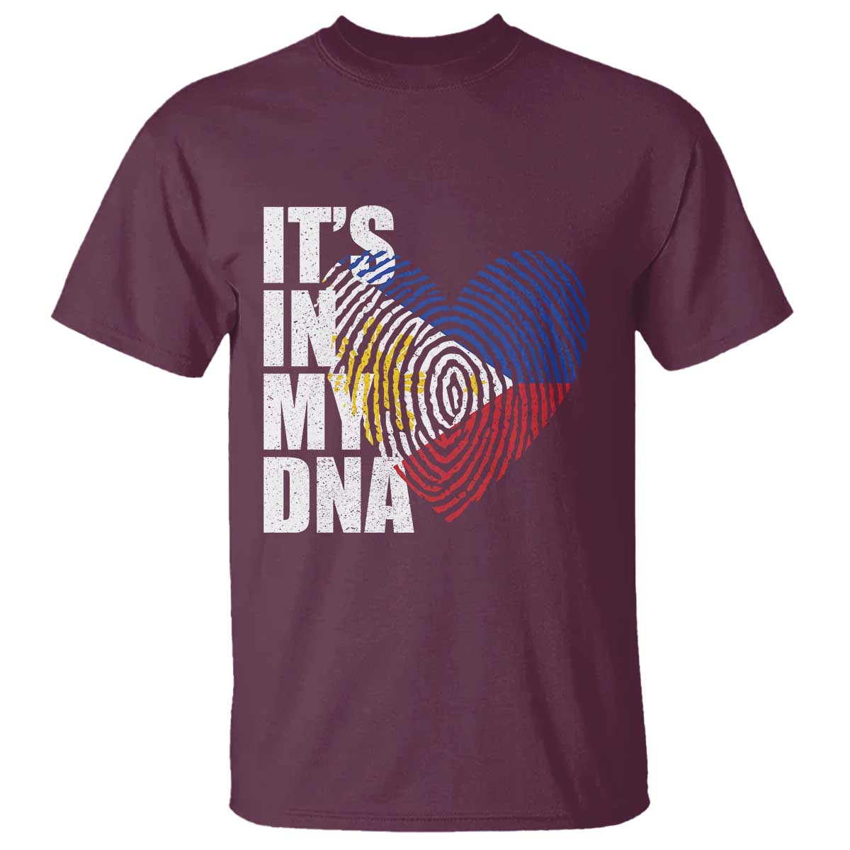 Filipino Pride T Shirt Its In My DNA Patriotic Philippines Flag TS11 Maroon Print Your Wear