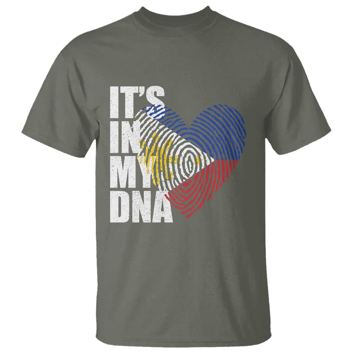 Filipino Pride T Shirt Its In My DNA Patriotic Philippines Flag TS11 Military Green Print Your Wear