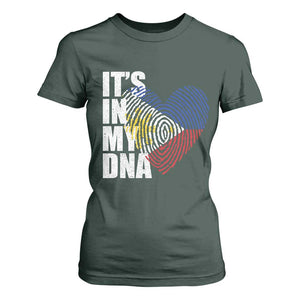 Filipino Pride T Shirt For Women Its In My DNA Patriotic Philippines Flag TS11 Dark Forest Green Print Your Wear