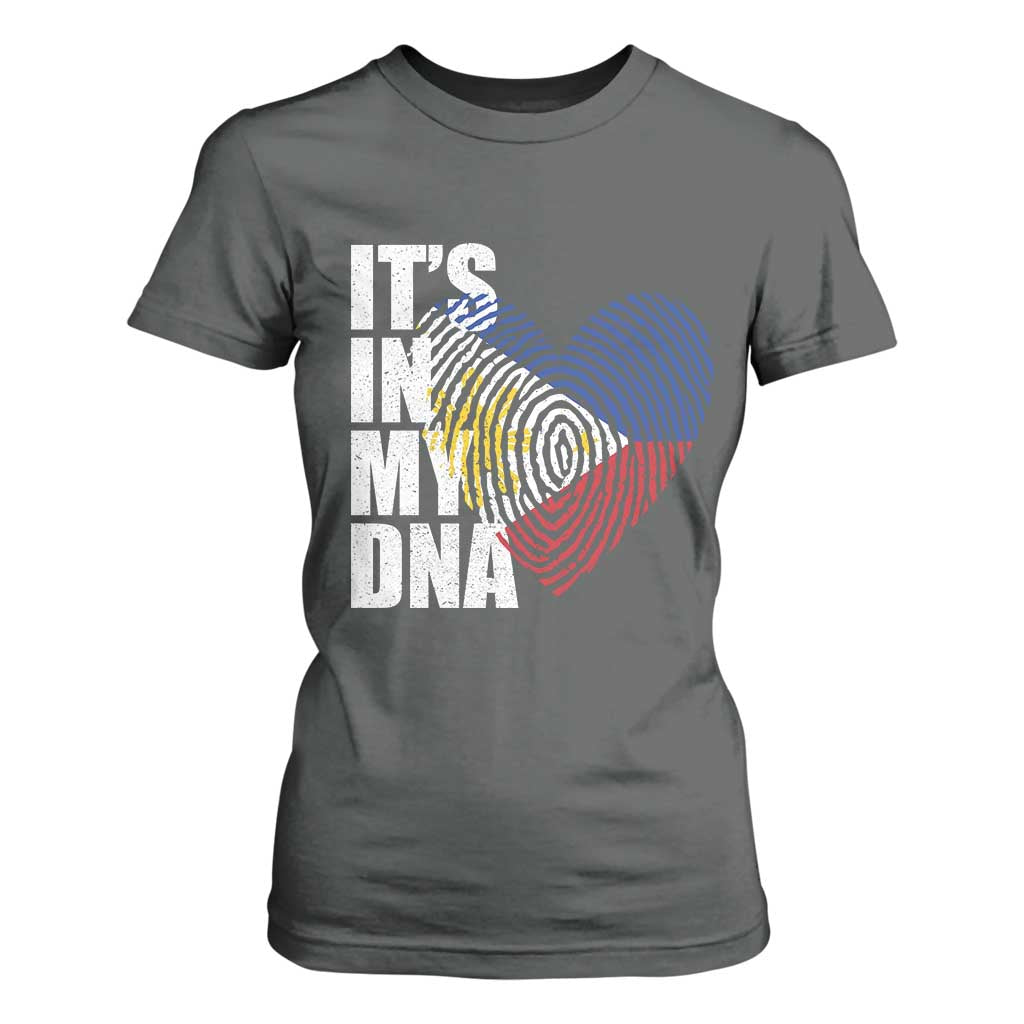 Filipino Pride T Shirt For Women Its In My DNA Patriotic Philippines Flag TS11 Dark Heather Print Your Wear