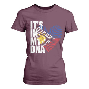 Filipino Pride T Shirt For Women Its In My DNA Patriotic Philippines Flag TS11 Maroon Print Your Wear