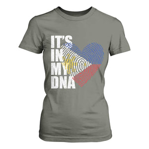Filipino Pride T Shirt For Women Its In My DNA Patriotic Philippines Flag TS11 Military Green Print Your Wear