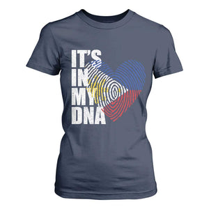 Filipino Pride T Shirt For Women Its In My DNA Patriotic Philippines Flag TS11 Navy Print Your Wear