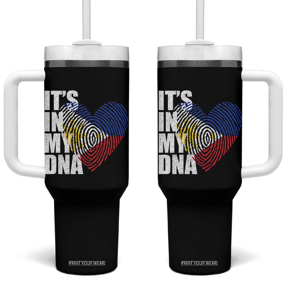 Filipino Pride Tumbler With Handle Its In My DNA Patriotic Philippines Flag TS11 One Size: 40 oz Black Print Your Wear