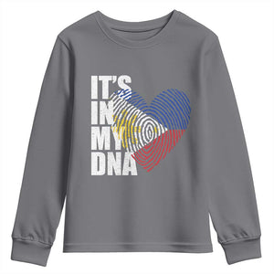 Filipino Pride Youth Sweatshirt Its In My DNA Patriotic Philippines Flag TS11 Charcoal Print Your Wear
