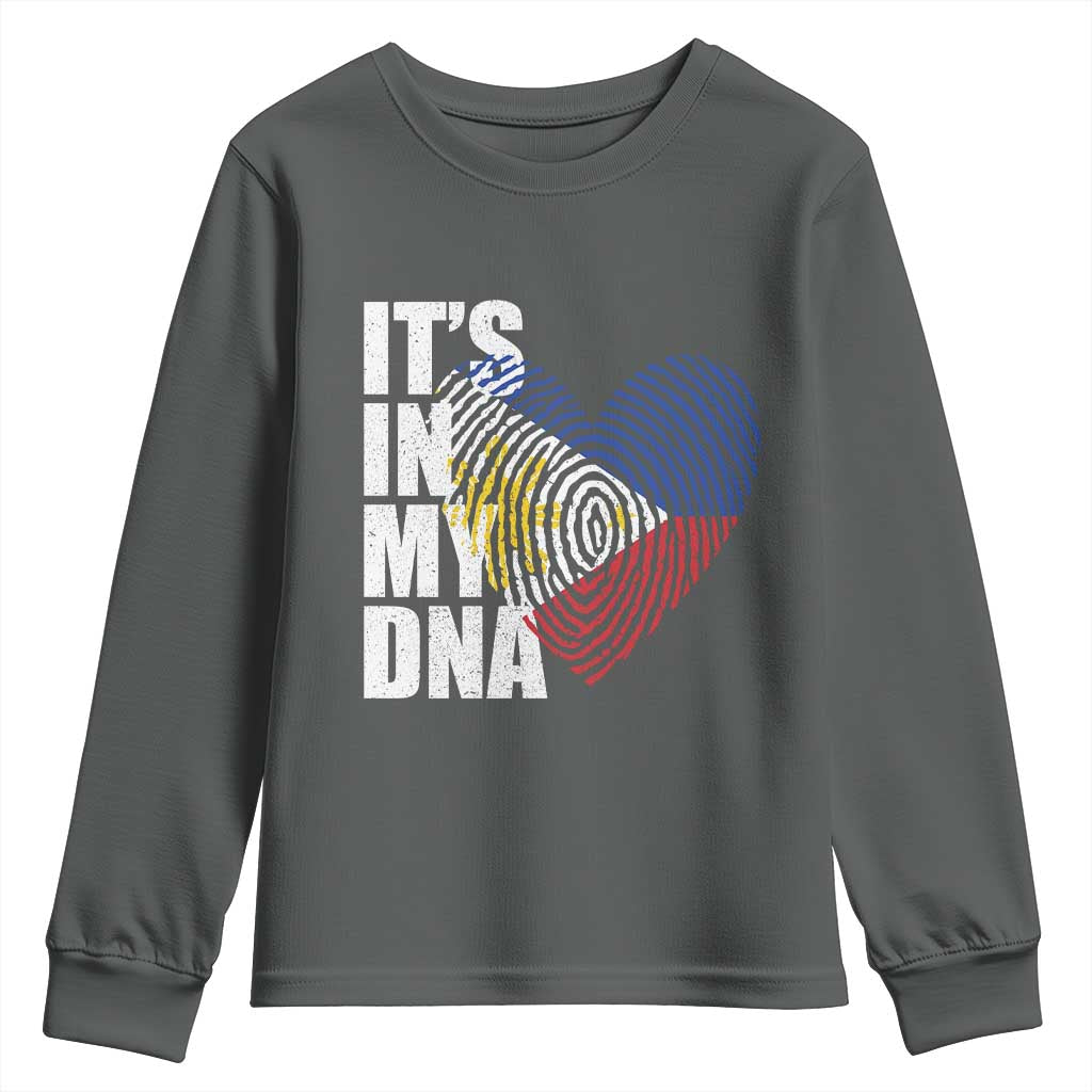 Filipino Pride Youth Sweatshirt Its In My DNA Patriotic Philippines Flag TS11 Dark Heather Print Your Wear