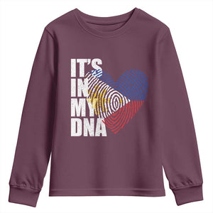 Filipino Pride Youth Sweatshirt Its In My DNA Patriotic Philippines Flag TS11 Maroon Print Your Wear