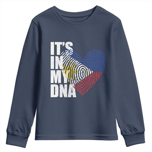 Filipino Pride Youth Sweatshirt Its In My DNA Patriotic Philippines Flag TS11 Navy Print Your Wear