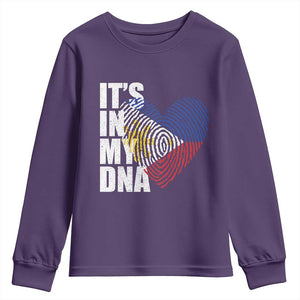Filipino Pride Youth Sweatshirt Its In My DNA Patriotic Philippines Flag TS11 Purple Print Your Wear