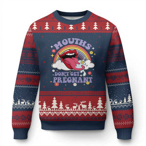 Mouths Dont Get Pregnant Ugly Christmas Sweater Funny Dirty Adult Humor TS11 Navy Red Print Your Wear