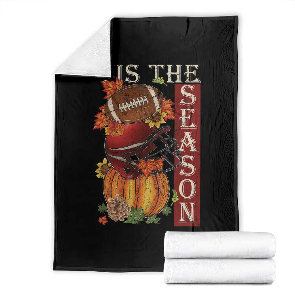 Thanksgiving Tis The Season Throw Blanket American Football Pumpkin Fall Season TS11 Black Print Your Wear