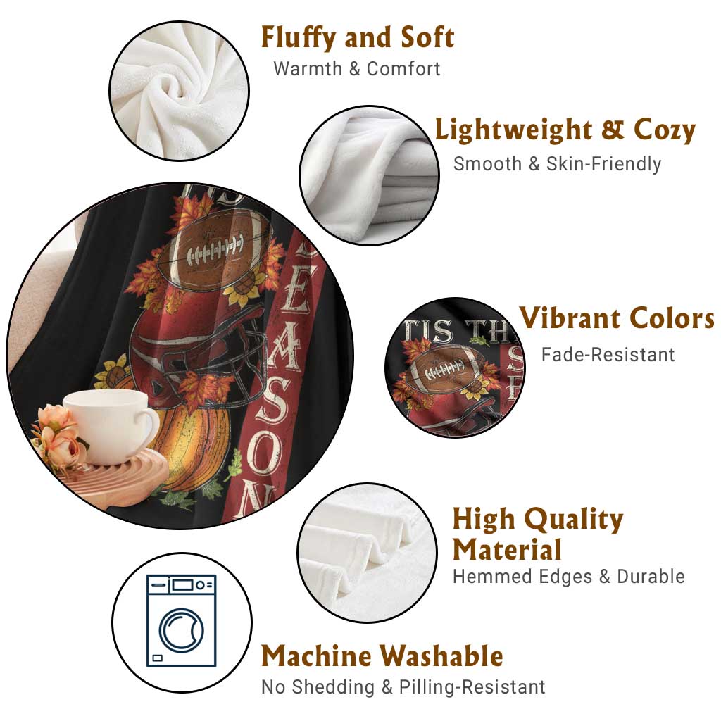 Thanksgiving Tis The Season Throw Blanket American Football Pumpkin Fall Season TS11 Print Your Wear