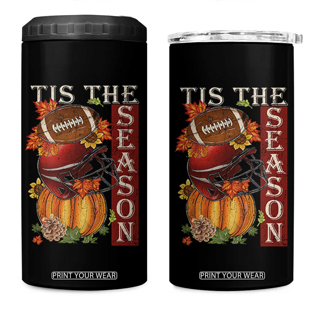 Thanksgiving Tis The Season 4 in 1 Can Cooler Tumbler American Football Pumpkin Fall Season TS11 One Size: 16 oz Black Print Your Wear