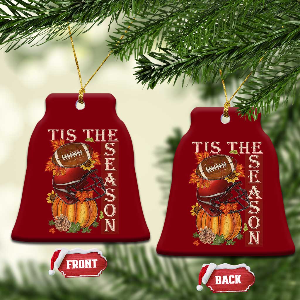 Thanksgiving Tis The Season Ceramic Ornament American Football Pumpkin Fall Season TS11 Print Your Wear